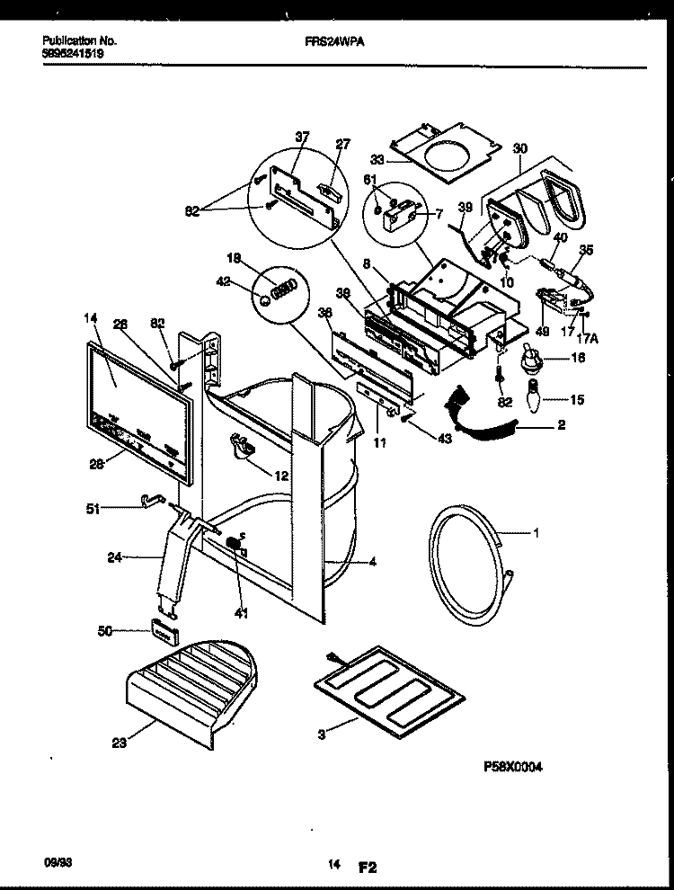 ICE DOOR, DISPENSER AND WATER TANKS Diagram and Parts List for FRS24WPAW0  Frigidaire Refrigerator
