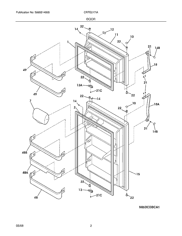 DOOR Diagram and Parts List for CRTE217IAQ0  Frigidaire Refrigerator