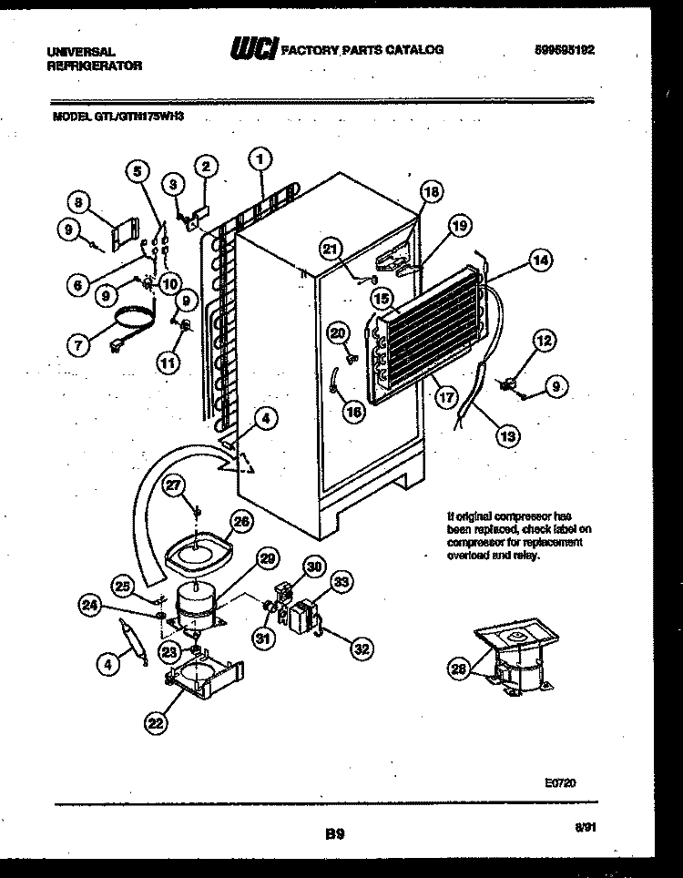 SYSTEM AND AUTOMATIC DEFROST PARTS Diagram and Parts List for GTL175WY3  Uni Refrigerator