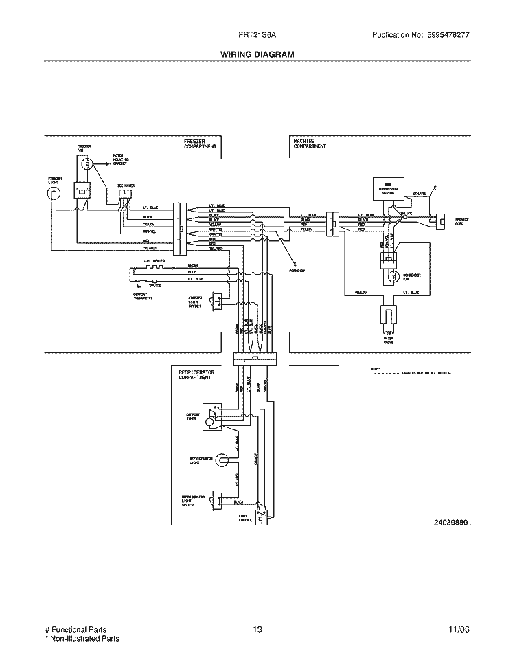 WIRING DIAGRAM Diagram and Parts List for FRT21S6AQC  Frigidaire Refrigerator