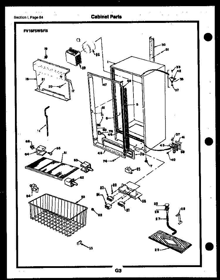 CABINET PARTS Diagram and Parts List for FV10M2WSFA  Frigidaire Freezer