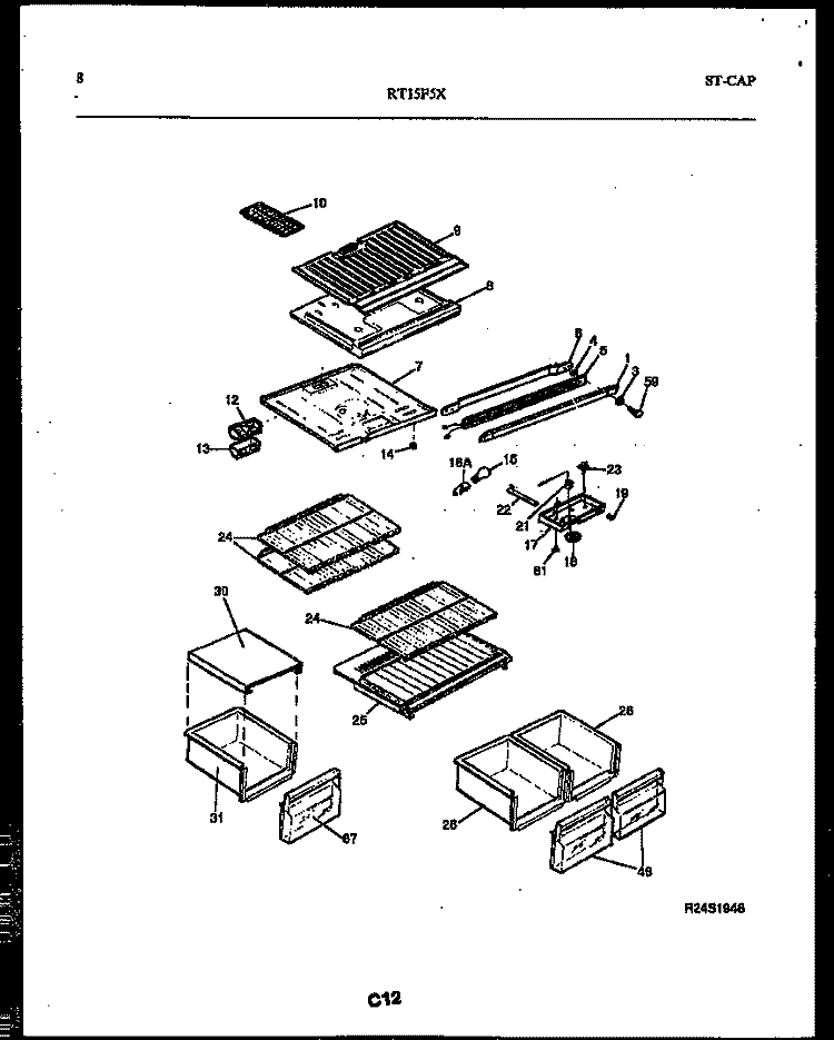 SHELVES AND SUPPORTS Diagram and Parts List for RT15F5YX4B  Gibson Refrigerator