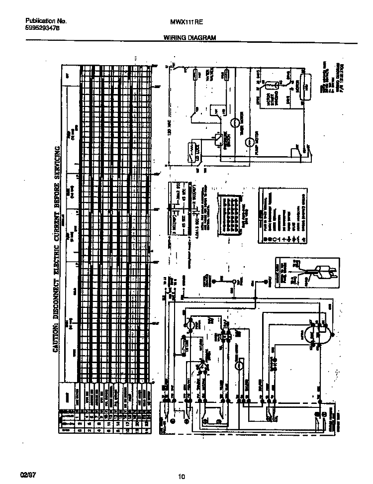 WIRING DIAGRAM Diagram and Parts List for MWX111REW1  Frigidaire Washer