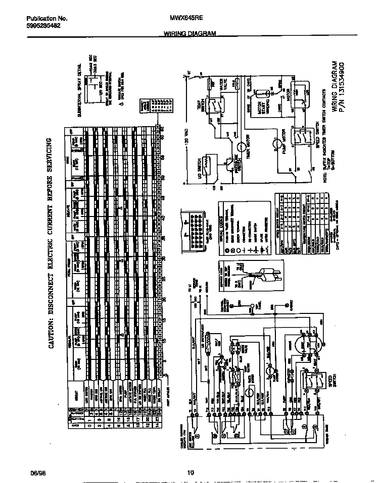 WIRING DIAGRAM Diagram and Parts List for MWX645RES0  Frigidaire Washer