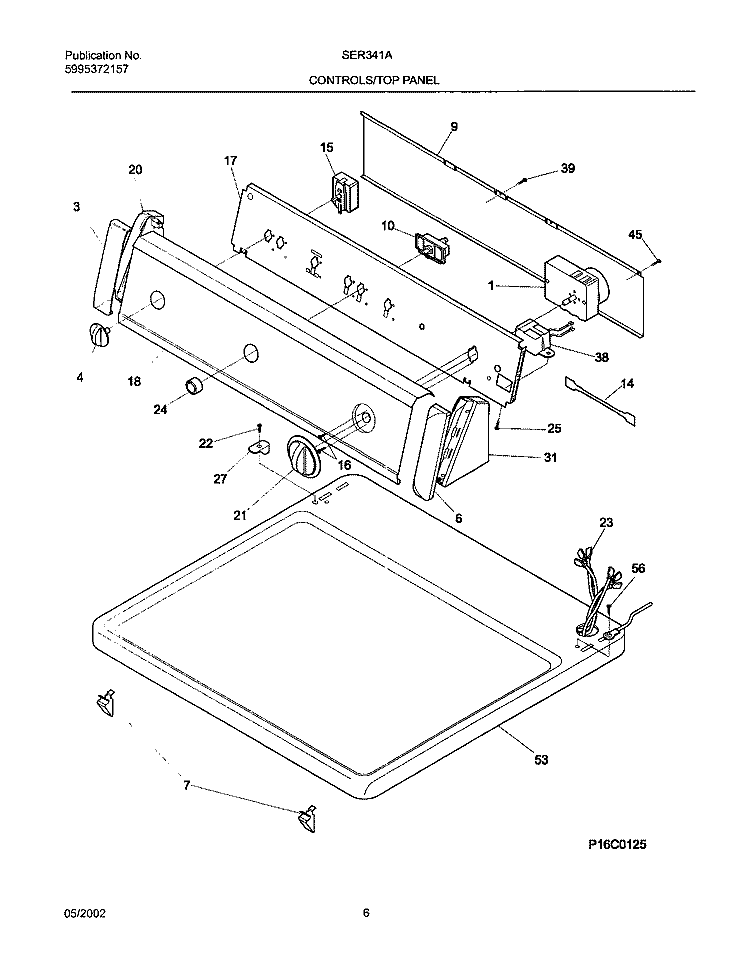 CONTROL PANEL Diagram and Parts List for SER341AQ1  Westinghouse Dryer