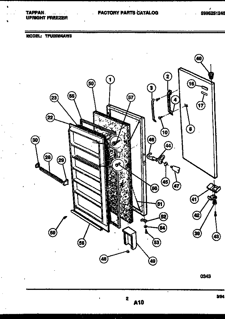 DOOR PARTS Diagram and Parts List for TFU09M4AW3  Tappan Freezer