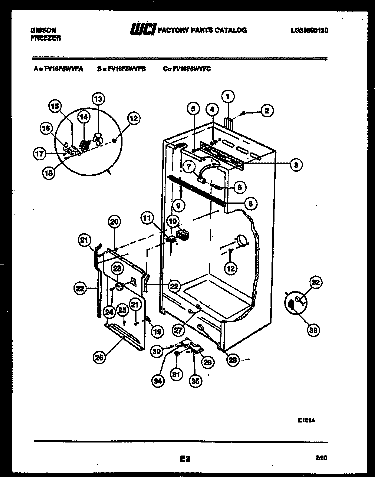 INTERIOR PARTS Diagram and Parts List for FV16F5WVFC  Gibson Freezer