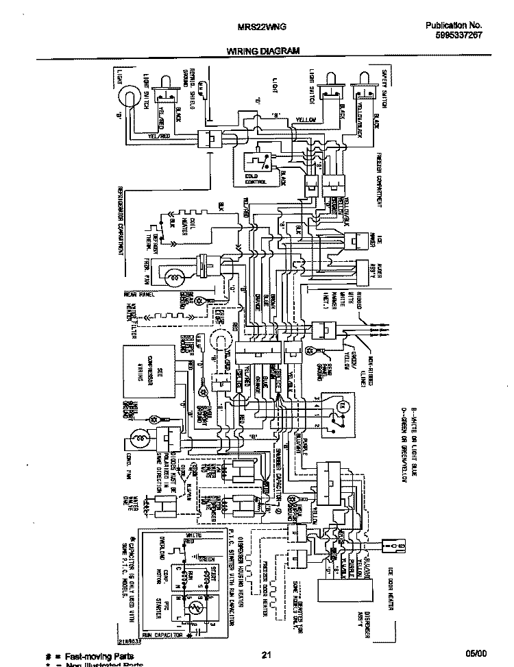 WIRING DIAGRAM Diagram and Parts List for MRS22WNGD6  Frigidaire Refrigerator