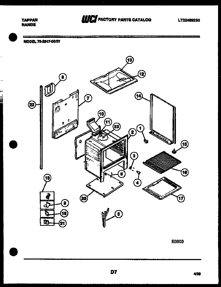 LOWER BODY PARTS Diagram and Parts List for 72-2547-00-07  Tappan Range