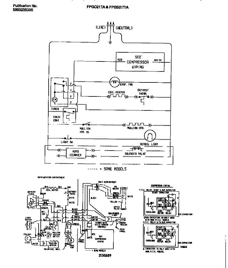 WIRING DIAGRAM Diagram and Parts List for FPGC21TAL3  Frigidaire Refrigerator