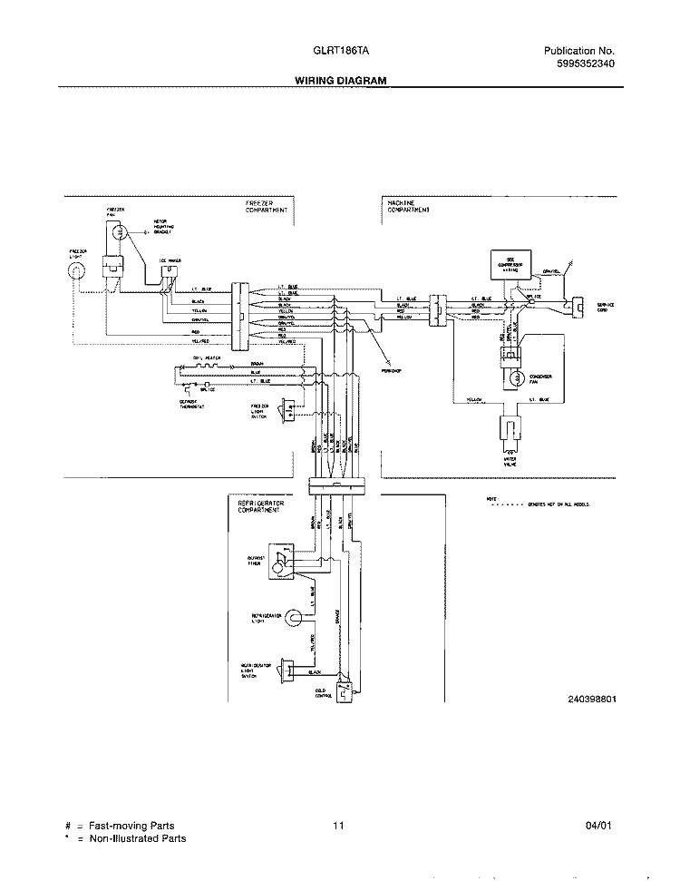 WIRING DIAGRAM Diagram and Parts List for GLRT186TAQ0  Frigidaire Refrigerator