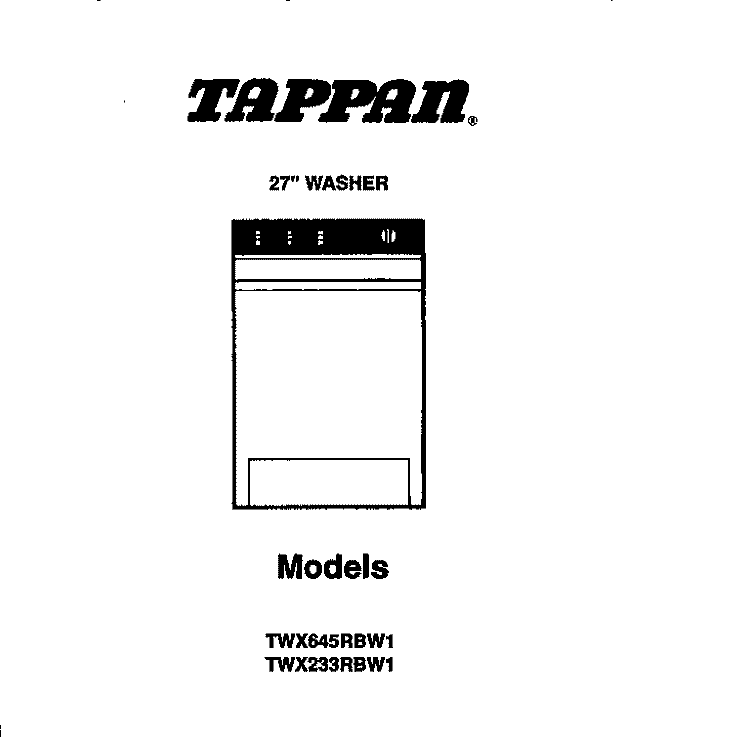 COVER Diagram and Parts List for TWX645RBW1  Tappan Washer