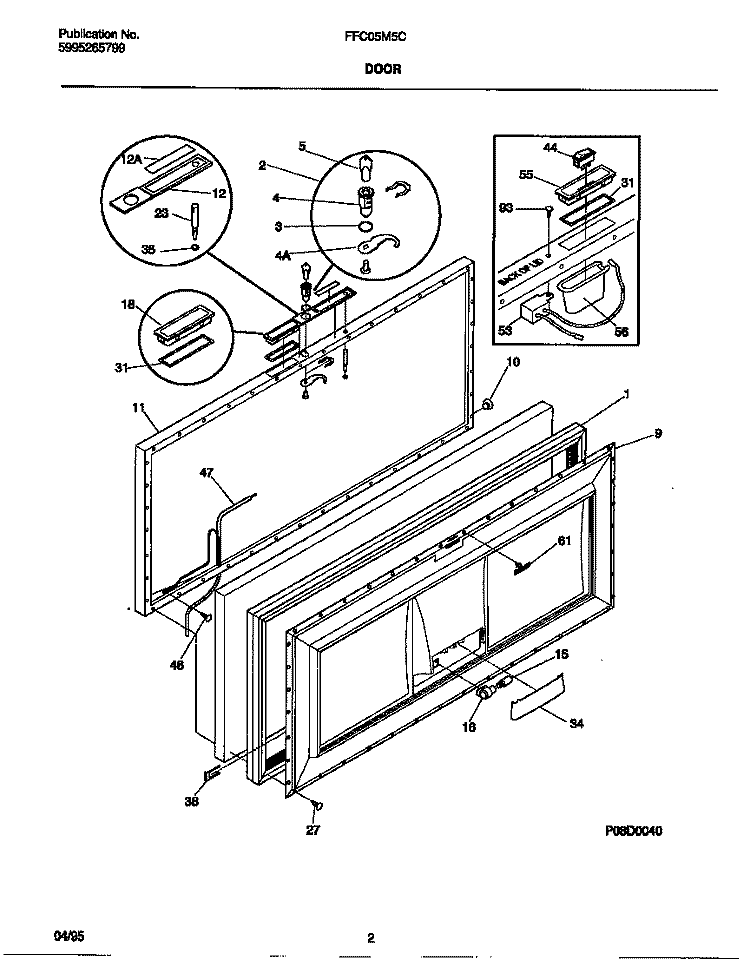 DOOR Diagram and Parts List for FFC05M5CW0  Frigidaire Freezer