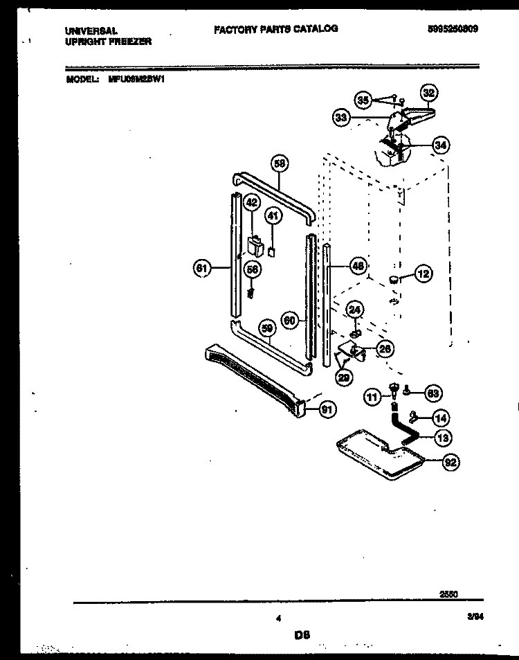 CABINET PARTS Diagram and Parts List for MFU09M2BW1  Frigidaire Freezer