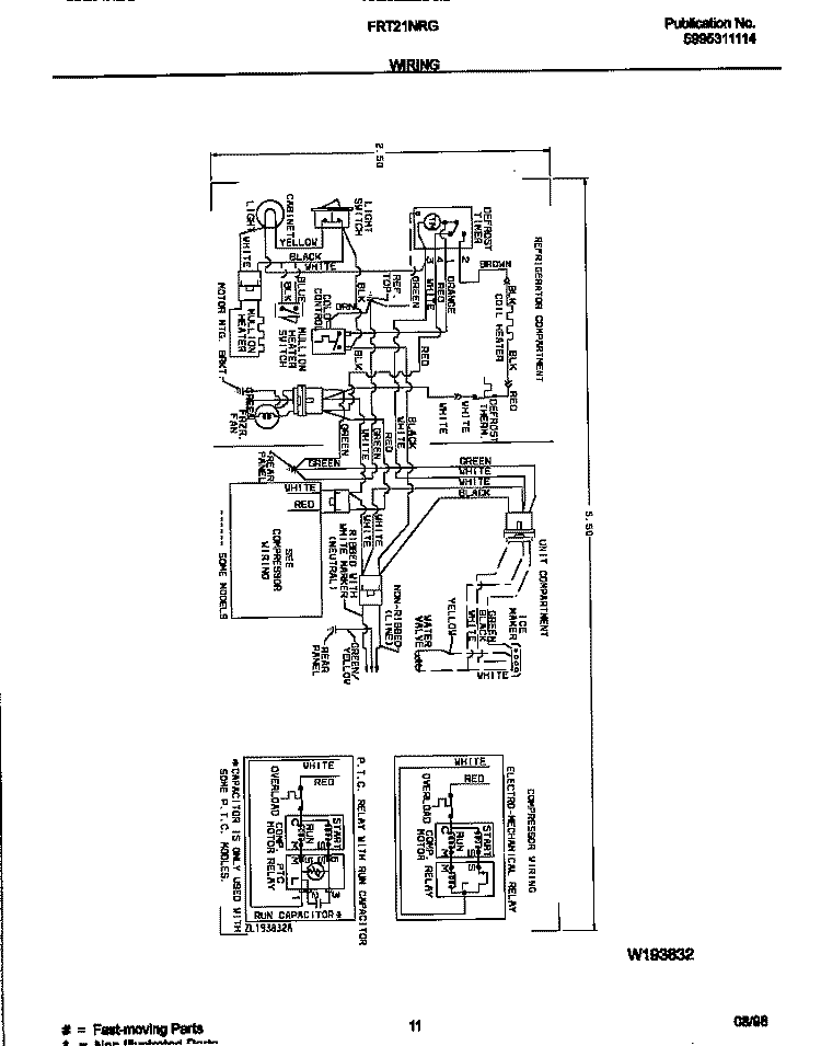 WIRING DIAGRAM Diagram and Parts List for FRT21NRGB1  Frigidaire Refrigerator
