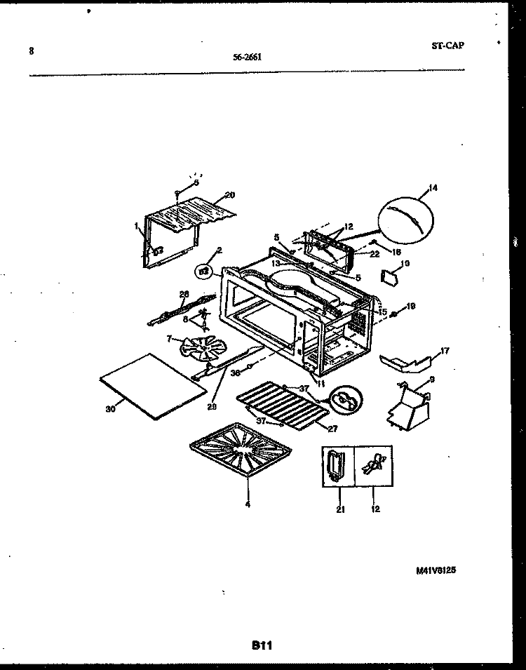 WRAPPER AND BODY PARTS Diagram and Parts List for 56-2661-00-01  Tappan Microwave