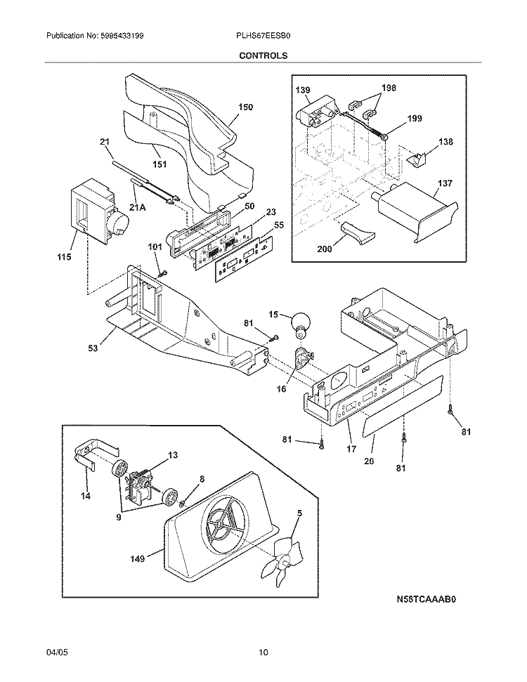 CONTROLS Diagram and Parts List for PLHS67EESB0  Frigidaire Refrigerator