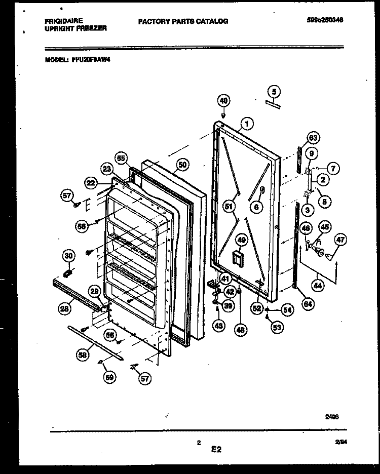 DOOR PARTS Diagram and Parts List for FFU20F6AW4  Frigidaire Freezer