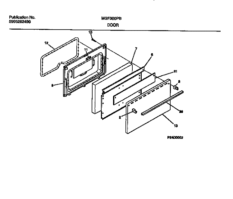 DOOR Diagram and Parts List for MGF300PBWB  Frigidaire Range