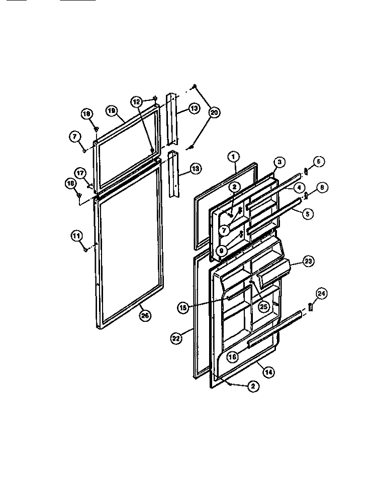 FOOD AND FREEZER DOORS Diagram and Parts List for FPDA18TPLL0  Frigidaire Refrigerator