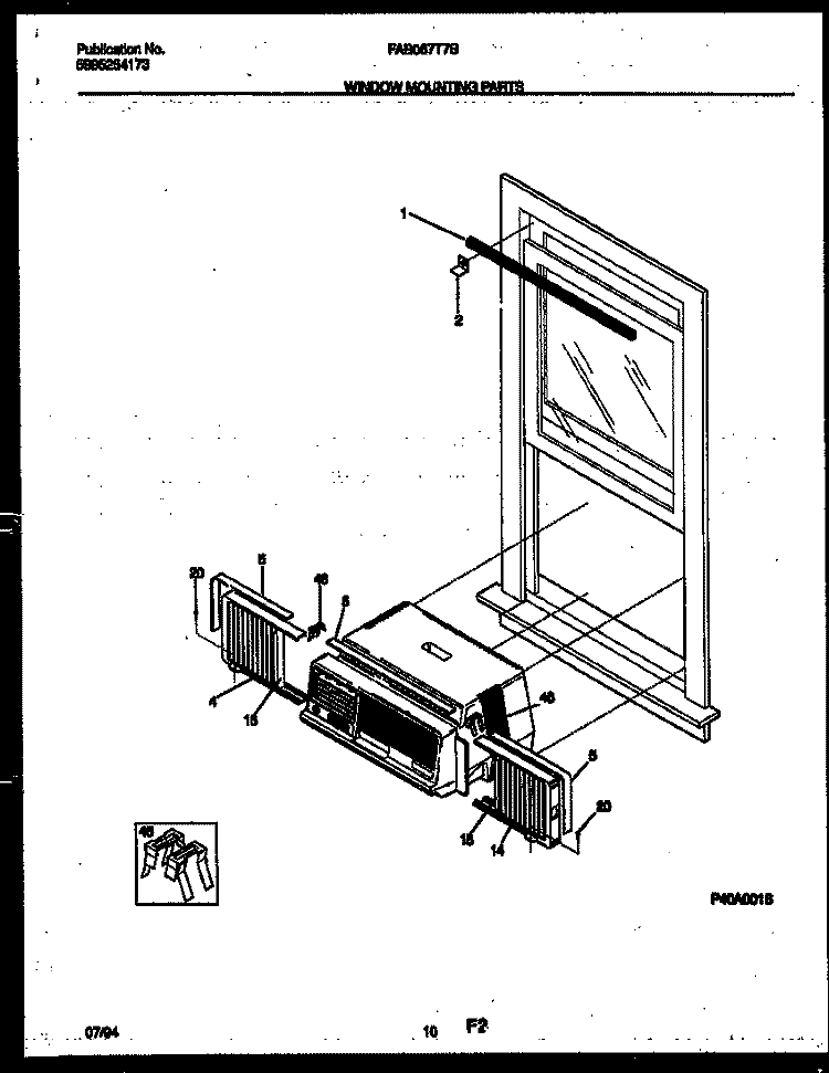 WINDOW MOUNTING PARTS Diagram and Parts List for FAB067T7B1  Frigidaire Air Conditioner