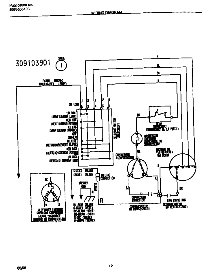 WIRING DIAGRAM Diagram and Parts List for FAC083W7A1C  Frigidaire Air Conditioner
