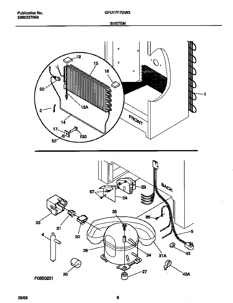 SYSTEM Diagram and Parts List for GFU17F7GW3  Gibson Freezer