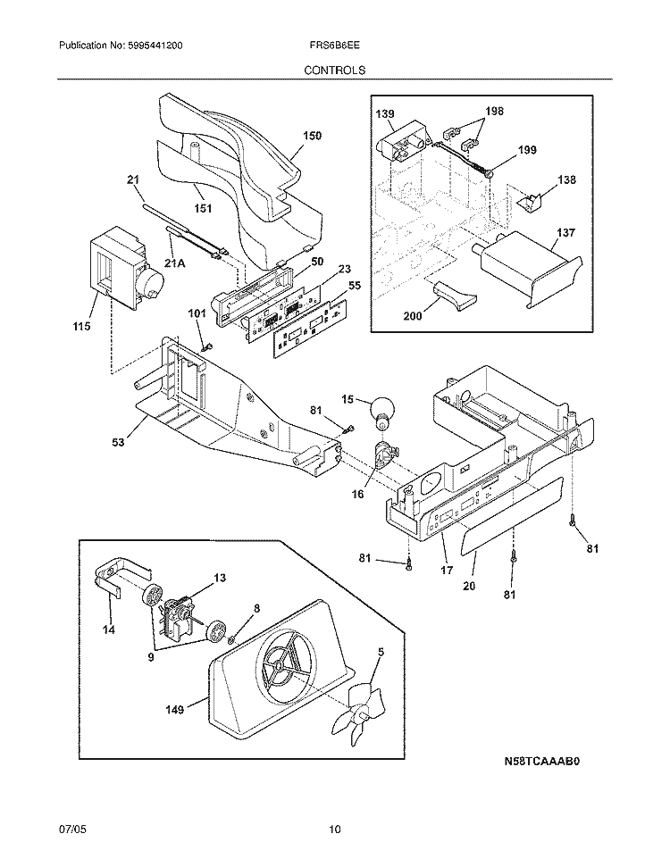 CONTROLS Diagram and Parts List for FRS6B6EEB3  Frigidaire Refrigerator