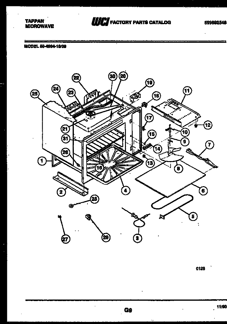 BODY PARTS Diagram and Parts List for 56-4994-10-09  Tappan Microwave