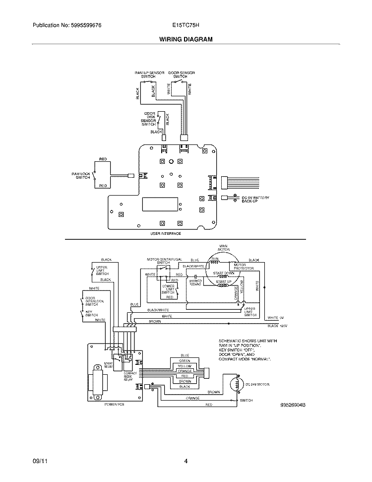 WIRING DIAGRAM Diagram and Parts List for E15TC75HPS  Electrolux Trash Compactor