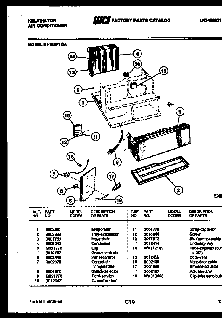 ELECTRICAL PARTS Diagram and Parts List for MH310F1QA  Kelvinator Air Conditioner