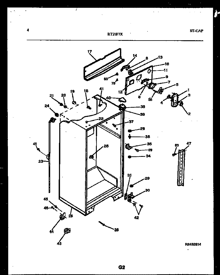 CABINET PARTS Diagram and Parts List for RT21F7WX3A  Gibson Refrigerator