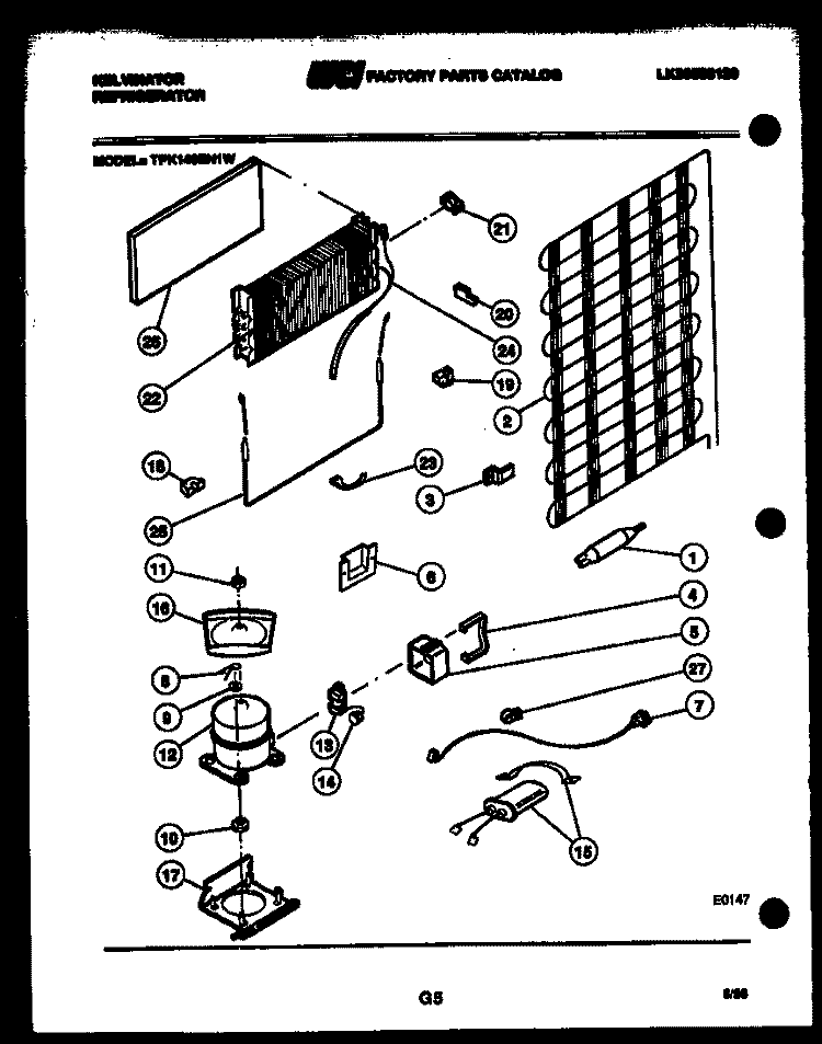 SYSTEM AND AUTOMATIC DEFROST PARTS Diagram and Parts List for TPK140EN1F  Kelvinator Refrigerator