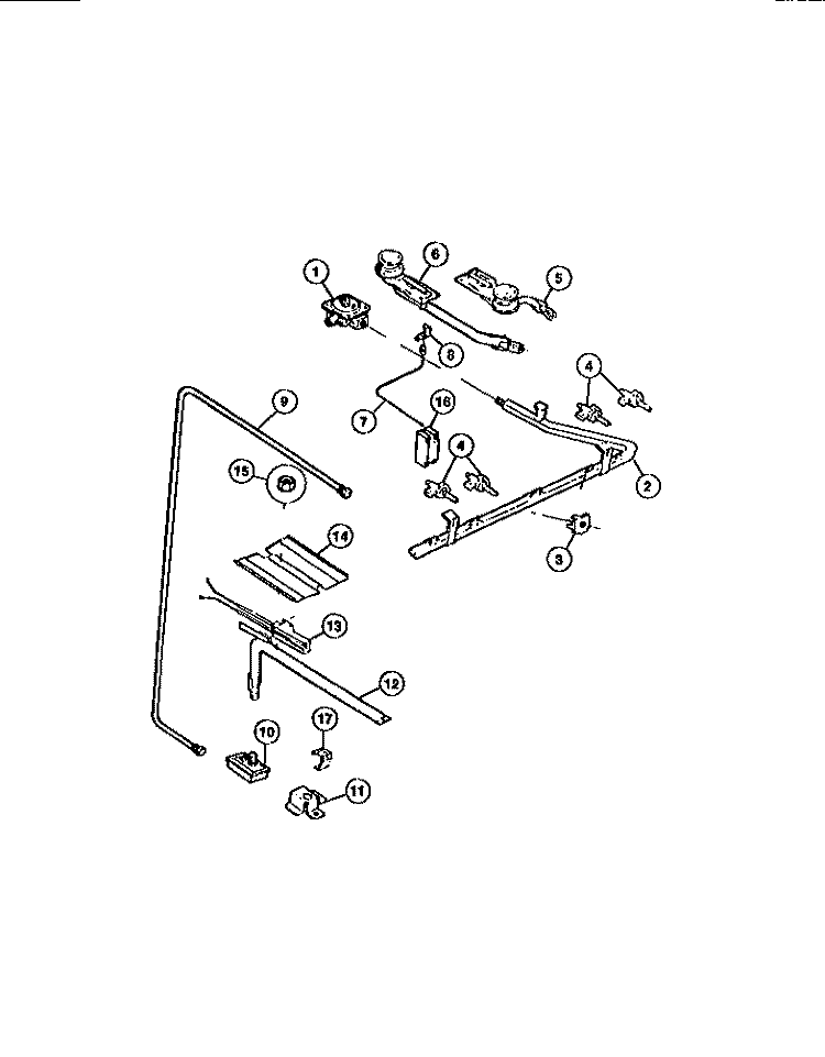 BURNERS, IGNITORS, CONTROLS Diagram and Parts List for GCG34BNL5  Frigidaire Range