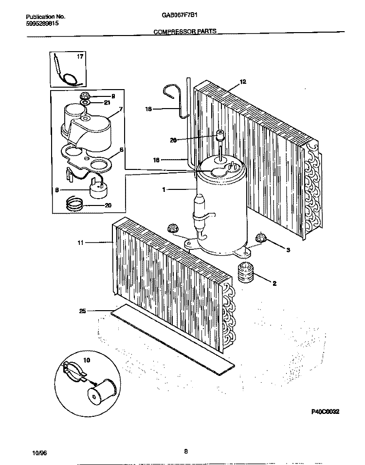 COMPRESSOR PARTS Diagram and Parts List for GAB067F7B1  Gibson Air Conditioner
