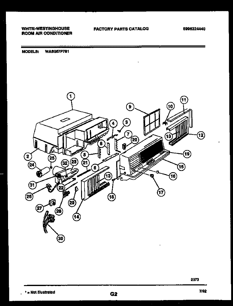 CABINET PARTS Diagram and Parts List for WAB057P7B1  Frigidaire Air Conditioner
