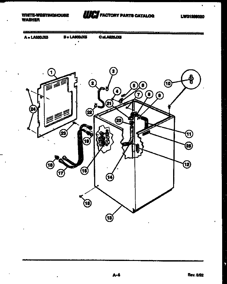 CABINET PARTS Diagram and Parts List for LA560JXW5  Frigidaire Washer