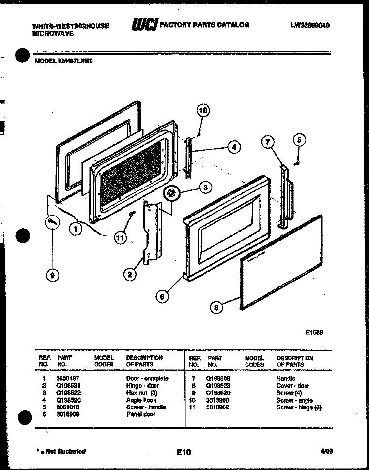 DOOR PARTS Diagram and Parts List for KM487LXM0  Frigidaire Microwave
