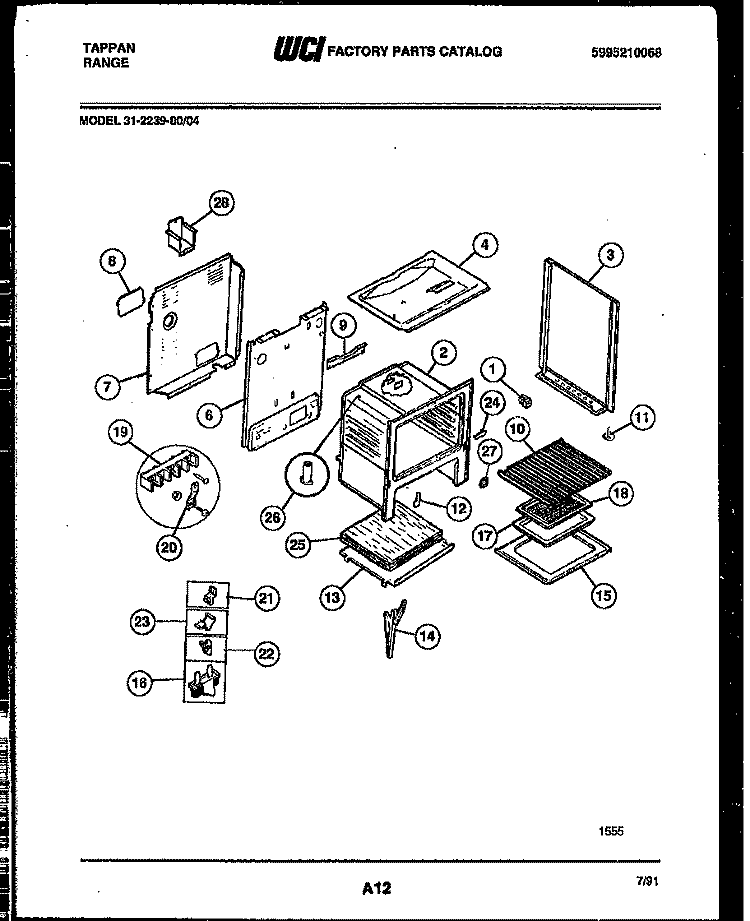 BODY PARTS Diagram and Parts List for 31-2239-00-04  Tappan Range