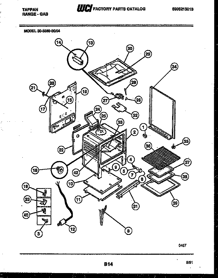 BODY PARTS Diagram and Parts List for 30-3859-23-04  Tappan Range