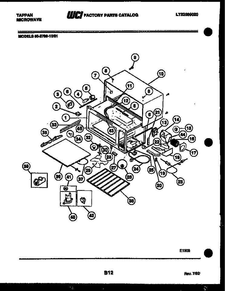 BODY PARTS Diagram and Parts List for 56-2788-10-01  Tappan Microwave
