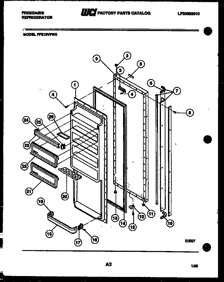 REFRIGERATOR DOOR PARTS Diagram and Parts List for FPZ19VFA0  Frigidaire Refrigerator