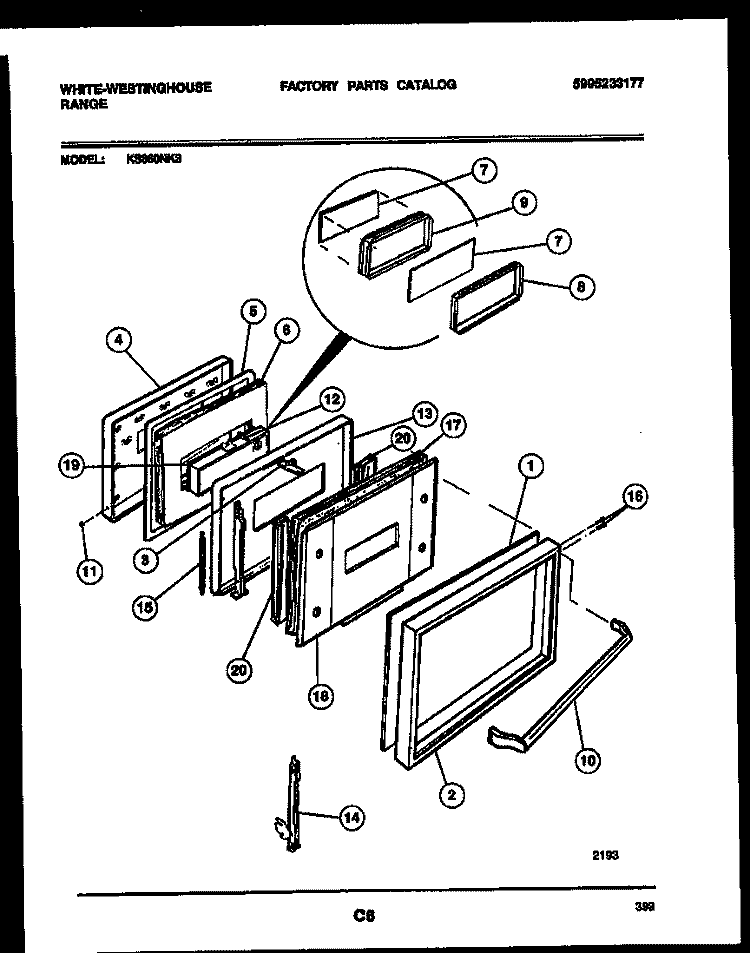 DOOR PARTS Diagram and Parts List for KS860NKW3  Frigidaire Range