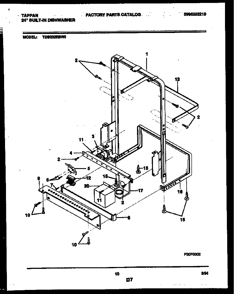 POWER DRY AND MOTOR PARTS Diagram and Parts List for TDB232RBR0  Tappan Dishwasher