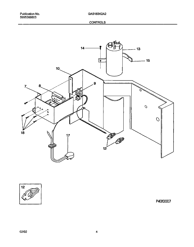 CONTROLS Diagram and Parts List for GAS183K2A2  Gibson Air Conditioner