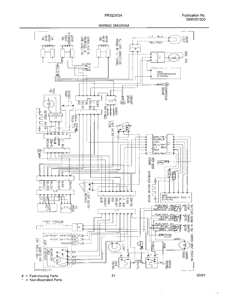 WIRING DIAGRAM Diagram and Parts List for FRS23X3AW0  Frigidaire Refrigerator
