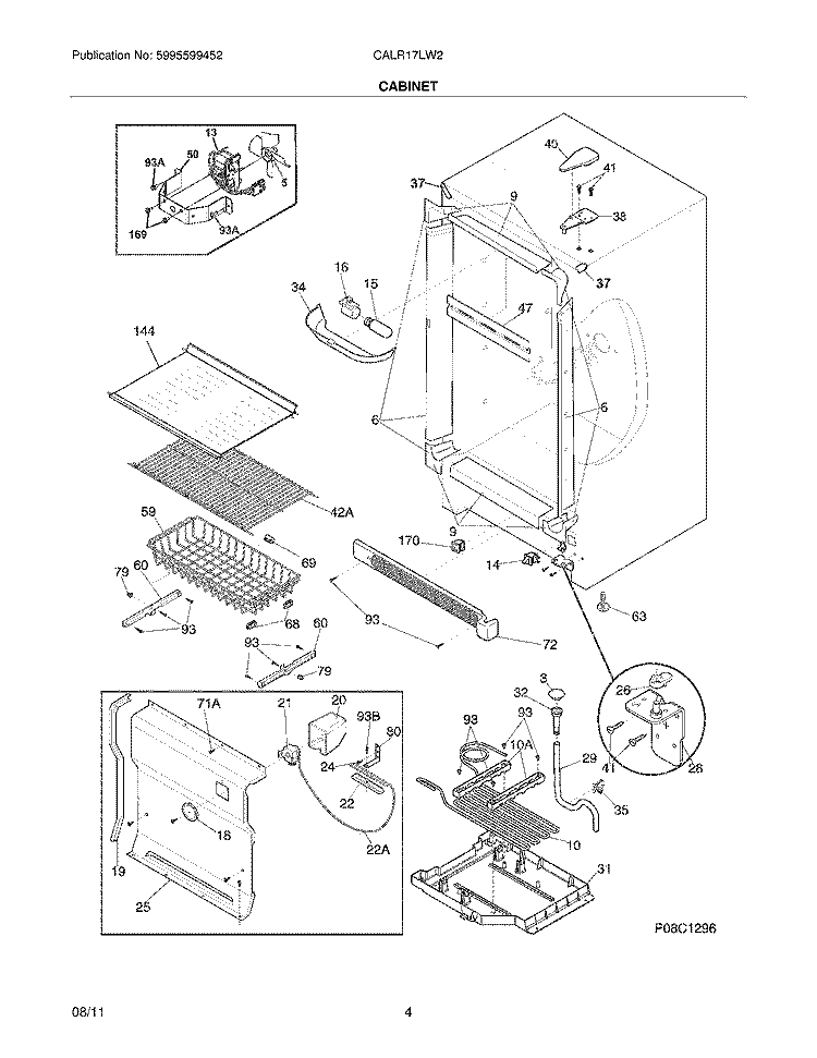 CABINET Diagram and Parts List for CALR17LW2  Crosley Freezer