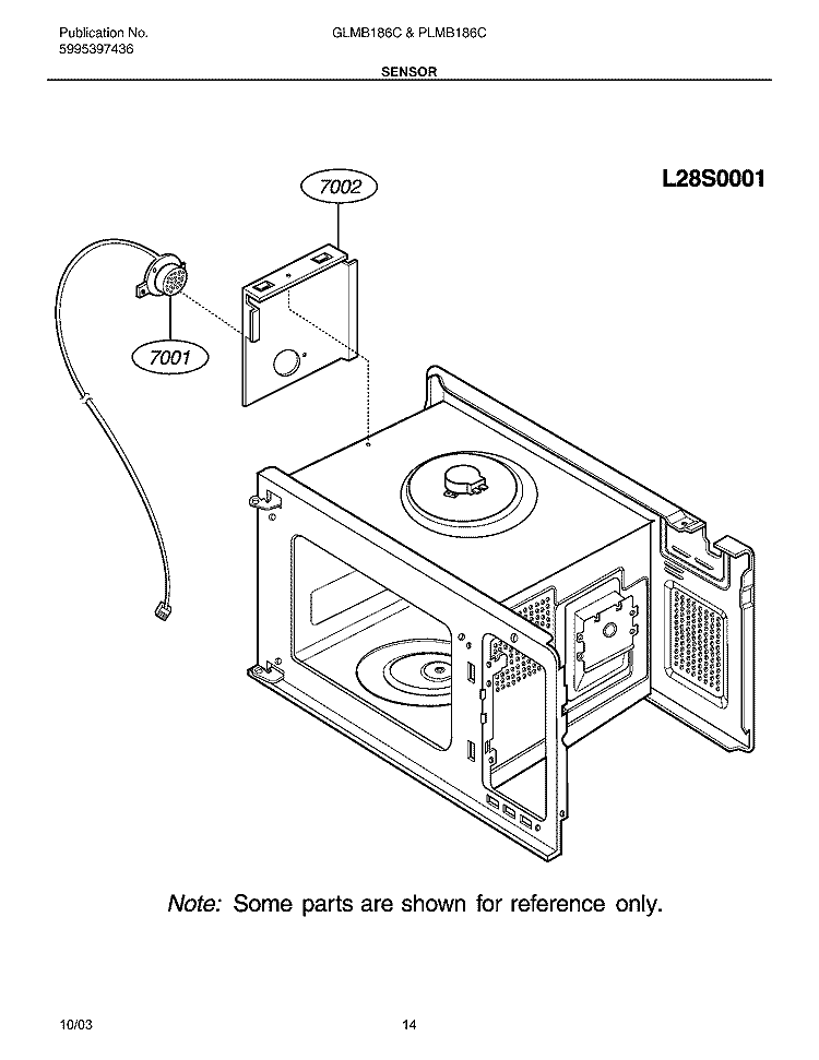 SENSOR Diagram and Parts List for GLMB186CB1  Frigidaire Microwave