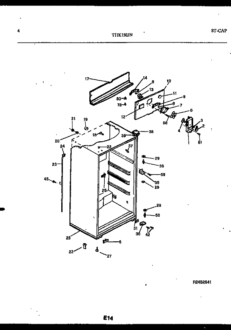 CABINET PARTS Diagram and Parts List for THK150JN2D  Kelvinator Refrigerator