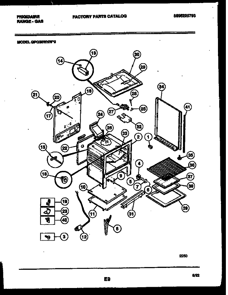 BODY PARTS Diagram and Parts List for GPG39WNW3  Frigidaire Range